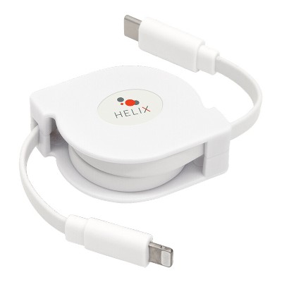 HELIX Retractable 3.2-Ft. Lightning® to USB-C® Charge and Sync Cable in White