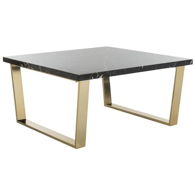 Carmen Black Marble and Brass Square Coffee Table