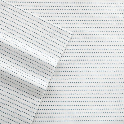Radius White and Navy Cotton Percale Queen Sheet Set