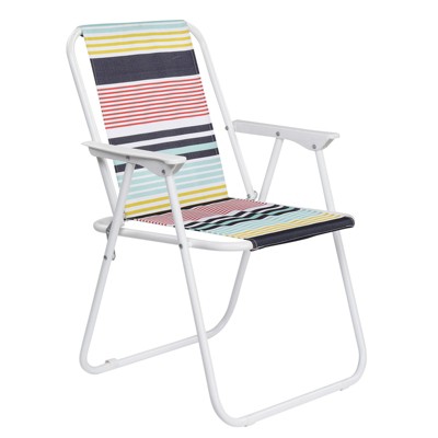 VisioGear Outdoor Folding Beach Chair, Portable Foldable Camping Chair for Patio, Fishing, Colorful Stripes, 19.09“*17.32"*29.53"