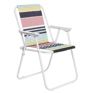 VisioGear Outdoor Folding Beach Chair, Portable Foldable Camping Chair for Patio, Fishing, Colorful Stripes, 19.09“*17.32"*29.53" - 1 of 4