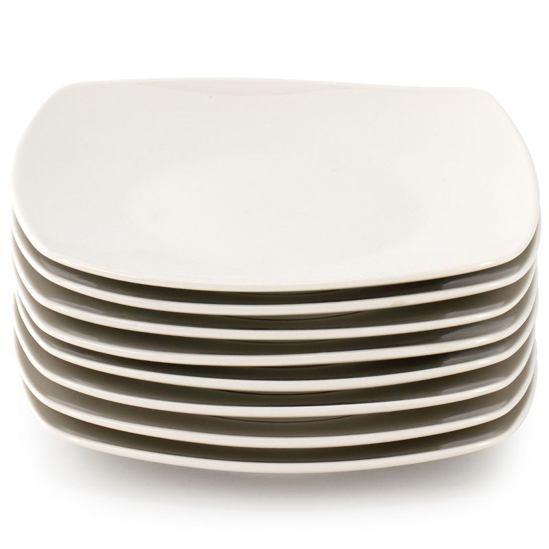 Gibson Home Zen Buffetware 8 Piece 7in Stoneware Dessert Plate Set in White, 2 of 7