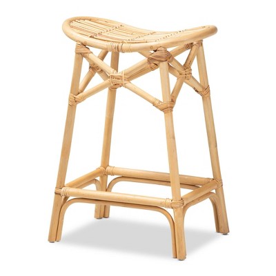 Elgon Natural Brown Rattan Curved Counter Stool