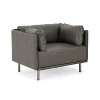 APRILSOUL  Vintage Grey Faux Leather Chair with PU Leather Upholstery,Wood Frame and Steel Legs, for Living Room, Bedroom or Office - 2 of 4