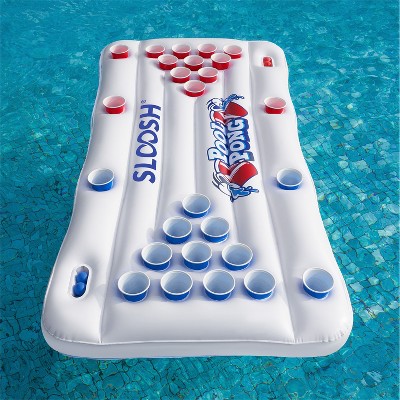 Joyfy 6x3 FT Pool Pong Float, Summer Inflatable Pool Games Pong Float for Adults Party Fun Games, Pool Lounge Floating Raft Toys with 10 Pong Balls