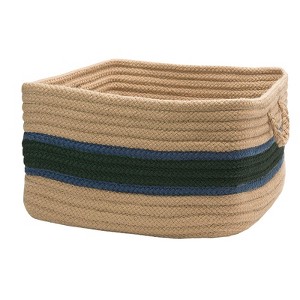 Colonial Mills Garden Banded Square Basket - Myrtle Green/Jasmine 14"x14"x10"  100% Polypropylene Square - 1 of 1