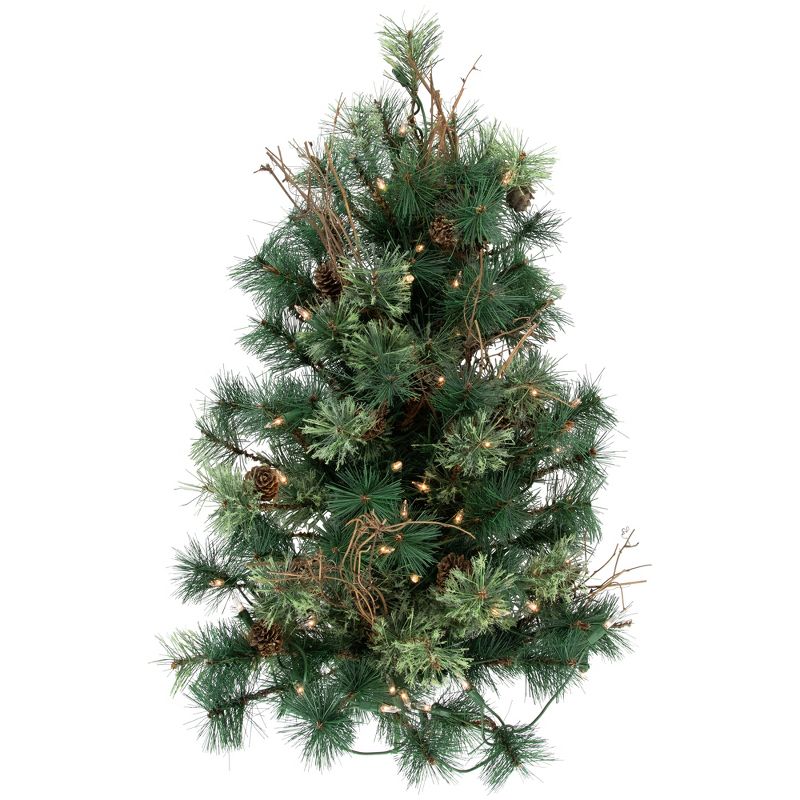 Northlight 2' Pre-Lit Artificial Christmas Tree Wall Country Mixed Pine - Clear Lights, 1 of 9