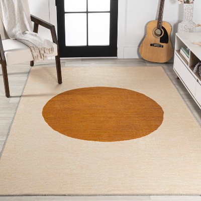 Scandinavian Cream/Rust Geometric 9' x 12' Easy-Care Synthetic Rug