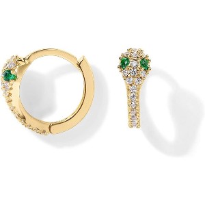 14K Gold Plated 925 Sterling Silver Cubic Zirconia Huggie Earrings | U-Shaped Snake Solitaire Small Round Huggie Stud Fashion Hoop Earrings for Women - 1 of 4