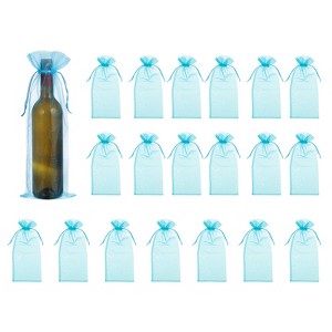 Unique Bargains Organza Drawstring Wine Bottle Wrapping Gift Bags 14.5" x 5.5" 20 Pcs - 1 of 4