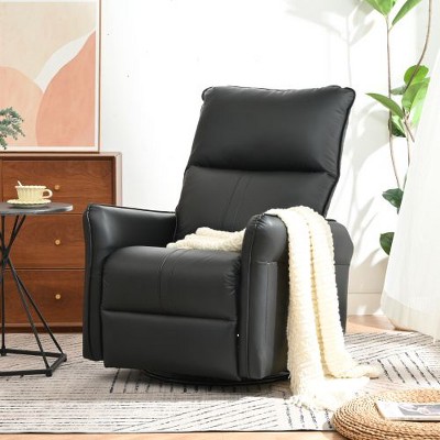 CENGHU Leather Rocking Recliner Chair, 360� Swivel Nursery Rocking Chair, Modern Glider Chair, Single Sofa Chair for Bedroom, Living Room