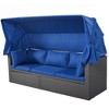 Nestfair Wicker Outdoor Patio Rectangle Day Bed with Retractable Canopy and Cushions Blue - 3 of 4