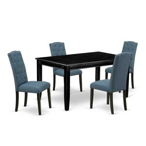 HomeStock 5-Pc Black Finish Solid Wood Top - Rectangular Dining Room Set - Seats 4 - 1 of 4