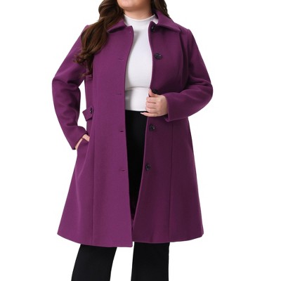 Agnes Orinda Women's Plus Size Winter Single Breasted Outfits Utility Belted Fashion Overcoats