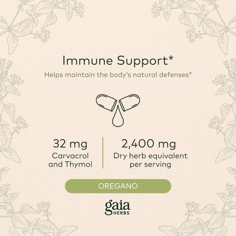 Gaia Herbs Oil of Oregano - Immune and Antioxidant Support Supplement with Oregano Oil, Carvacrol, and Thymol, 3 of 9