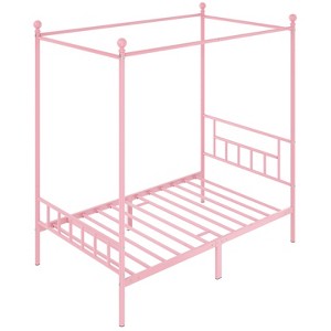 Yaheetech Metal Canopy Platform Bed Frame with Headboard and Footboard and Slatted Structure - 1 of 4