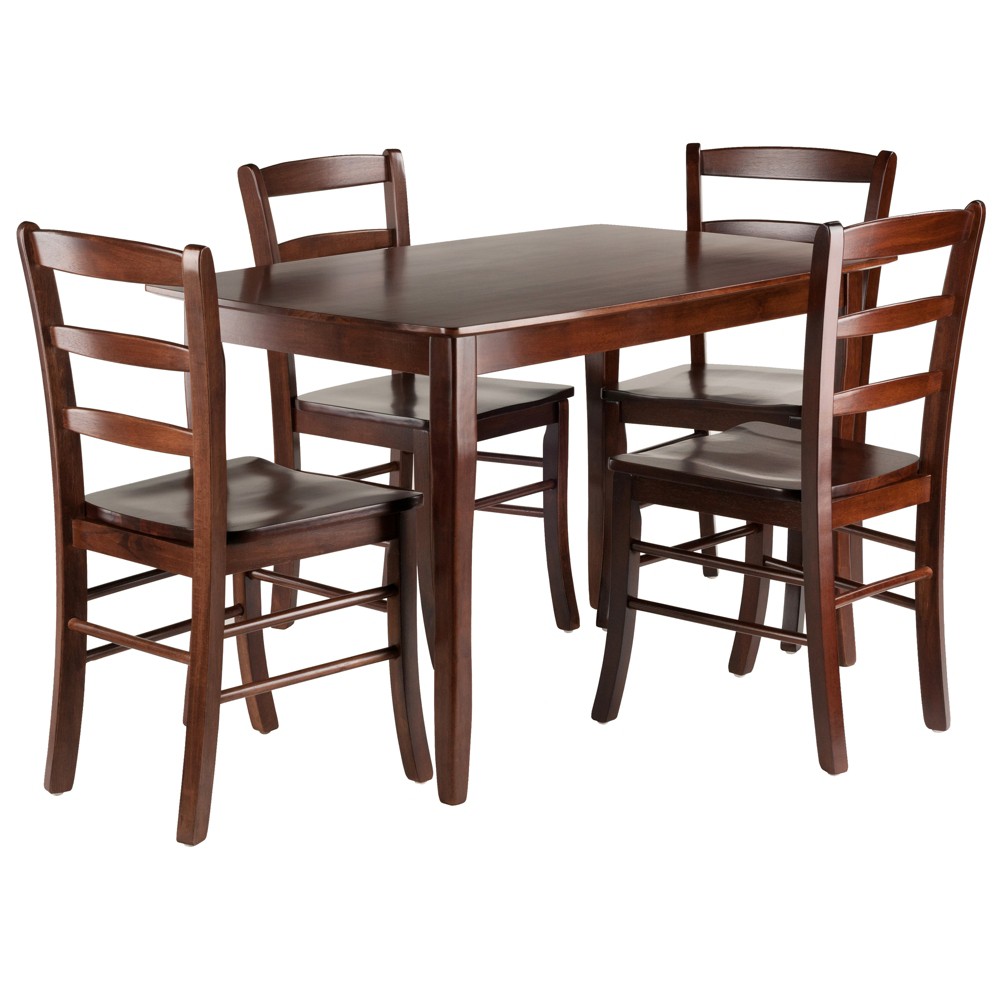 Photos - Dining Table 5pc Inglewood  with 4 Ladderback Chairs Walnut - Winsome