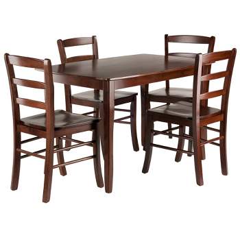 5pc Inglewood Dining Table with 4 Ladderback Chairs Walnut - Winsome