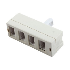 Unique Bargains 4 Way B&T UK Telephone Socket Adapter Splitter Connector White - 1 of 3