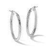 Black Bow Jewelry 3mm Crisscross Oval Hoop Earrings in 14k White Gold, 32mm (1 1/4 Inch) - 3 of 4