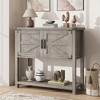 Farmhouse Coffee Bar Cabinet, Double Door Buffet Cabinet with Storage and Open Shelf, Wooden Console Entryway Table for Kitchen, Living Room, Hallway - 2 of 4