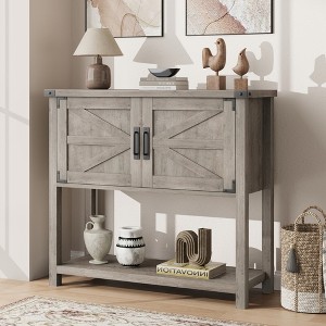Kitchen Sideboard Buffet, Farmhouse Coffee Bar Cabinet with 2 Doors & Shelf, Wooden Console Table for Entryway, Living Room, Hallway Storage - 1 of 4