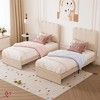 Twin Platform Bed Frame Velvet/Lambswool Upholstered Twin Size Bed Frame with Wave Headboard and Under-Bed Drawer No Box Spring Needed - 3 of 4
