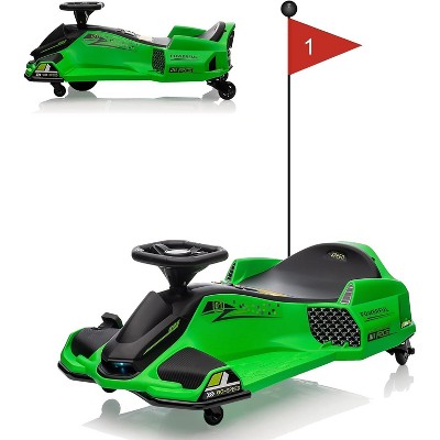 Blue 24V Ride On Drift Car For Kids With 180W Brushless Motor Quieter Drift Control One Button Start Music Front And Tail Led Lights Low Power Alarm
