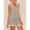 Imily Bela Womens Striped 2 Piece Summer Casual Lounge Sets Knit V Neck Sleeveless Tops Short Sets - 3 of 4