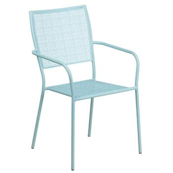 Flash Furniture Commercial Grade Indoor-Outdoor Steel Patio Arm Chair with Square Back