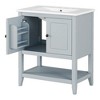 Okak Modern 30" Bathroom Vanity with Elegant Ceramic Sink, Solid Wood Frame Bathroom Storage Cabinet with Door Shelf & Open Shelf - 4 of 4