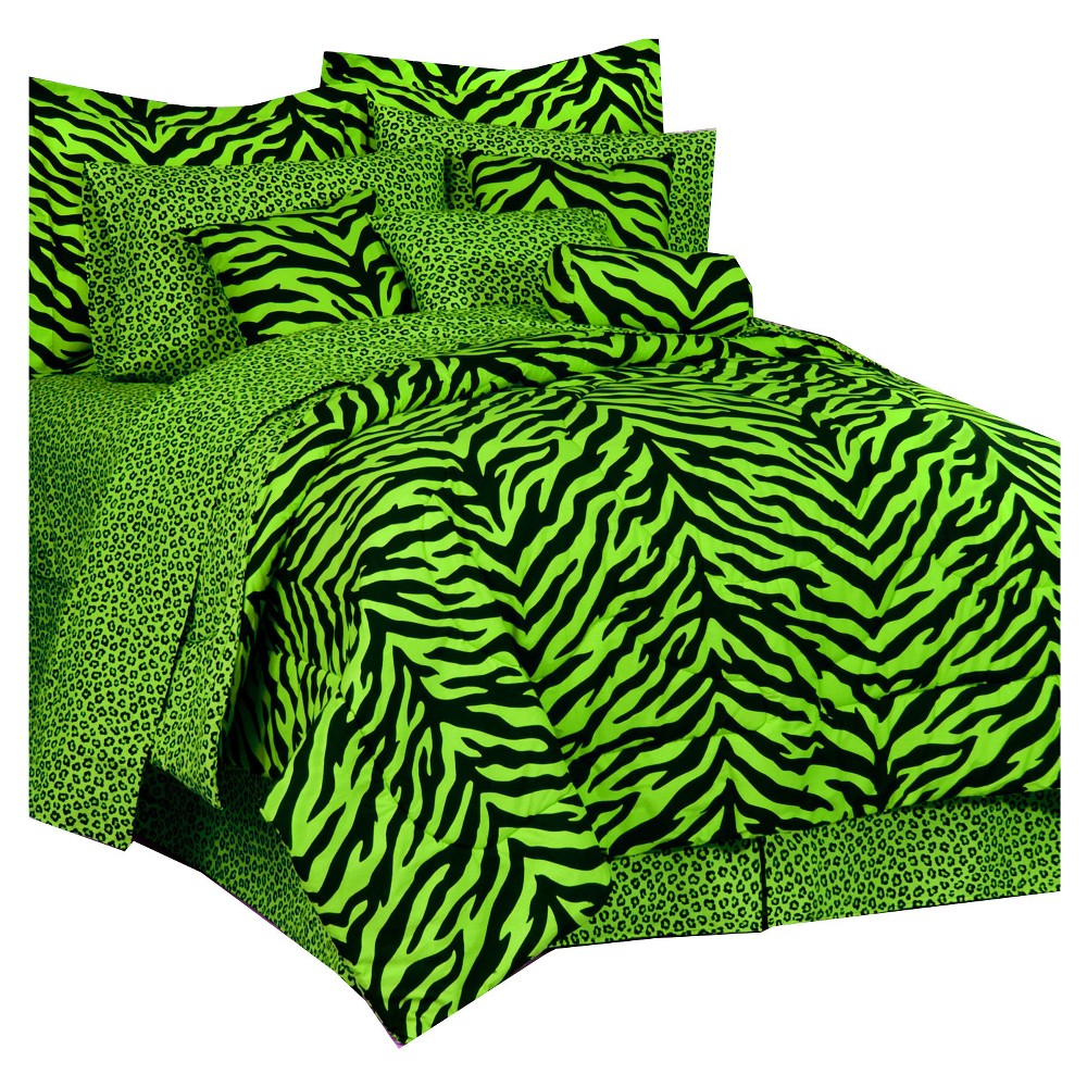 UPC 730733109694 product image for Lime Zebra Print Multiple Piece Comforter Set (Queen) 8 Piece - Karin Maki | upcitemdb.com