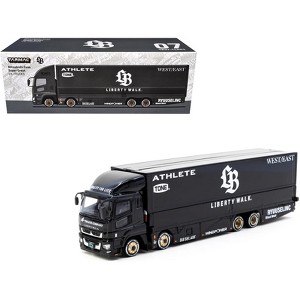 Mitsubishi Fuso Super Great Truck RHD with Transporter "Liberty Walk" Black "Truck64" 1/64 Diecast Model Car by Tarmac Works - 1 of 4