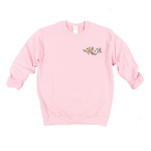 Simply Sage Market Women's Graphic Sweatshirt Embroidered Flower Cluster - 1 of 4