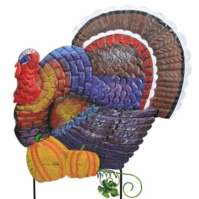 Home & Garden 28.0" Metal Turkey Yard Stake Thanksgiving Direct Designs International  -  Decorative Garden Stakes