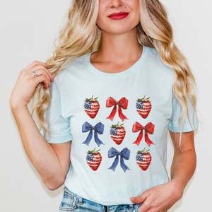 Simply Sage Market Coquette Bows And USA Strawberries Short Sleeve Tee - 1 of 4