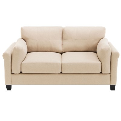 NicBex Linen Fabric Loveseat Sofa Modern Upholstered 68.5 Inch Sofa Couch with Soft Cushion for Living Room,Beige