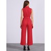 Allegra K Women's Button Down Collared Wide Leg Tie-Waist Sleeveless Cargo Jumpsuits - 4 of 4