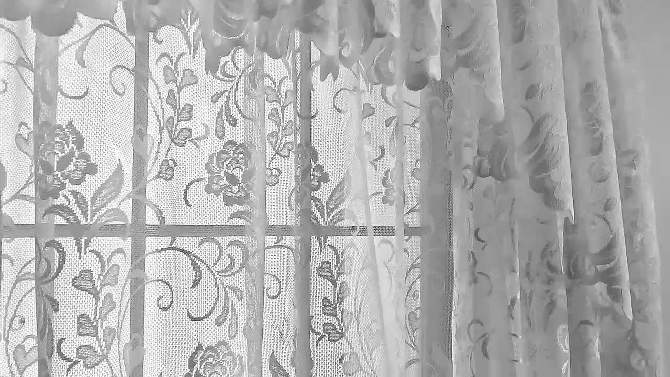 Habitat Limoges Sheer Rod Pocket Curtain Tiers for Any Room Floral Lace Design Pair Ivory, 2 of 8, play video