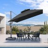 PURPLE LEAF Outdoor Cantilever Umbrella with Base Large Patio Umbrella Windproof Heavy Duty Hanging Offset Umbrella for Garden Outdoor Pool - 2 of 4