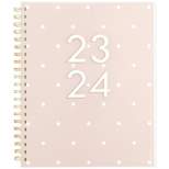 Sugar Paper Essentials 2023-24 Academic Planner 11"x8.5" Weekly/Monthly Wirebound Frosted Poly Pink with White Dot