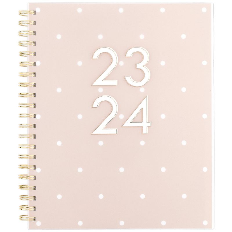Sugar Paper Essentials 2023-24 Academic Planner 11&#34;x8.5&#34; Weekly/Monthly Wirebound Frosted Poly Pink with White Dot, 1 of 10