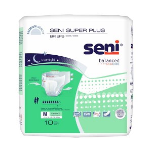 Seni Super Plus Adult Incontinence Brief M Heavy Absorbency Breathable / Overnight, S-ME10-BP1, Heavy to Severe - 1 of 4