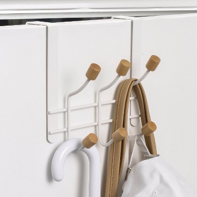 LunaLulinlk Over The Door Hooks, Hanging with 6 Coat Hook Towel Rack for Bathroom Accessories Organizer Space-Saving Door Organizer