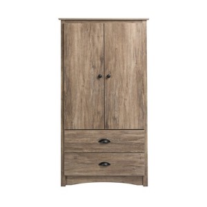 Salt Spring 2 Door Armoire Drifted Gray - Prepac: Bedroom Storage with Hanging Rod & Drawers - 1 of 4