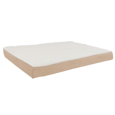Tan Memory Foam Orthopedic Dog Bed with Sherpa Top