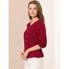 INSPIRE CHIC Women's V Neck 3/4 Sleeves Ligthweight Check Plaid Blouses - 4 of 4