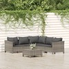 vidaXL Patio Furniture Set Armchair Sofa Set with Cushions Gray Poly Rattan - 2 of 4