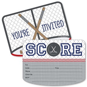 Big Dot of Happiness Shoots and Scores - Hockey - Shaped Fill-in Invites - Baby Shower or Birthday Party Invites Cards with Envelopes - Set of 12 - 1 of 4