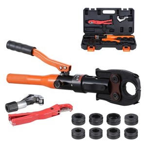 VEVOR Copper Pipe Crimping Tool, Hydraulic Driven Press Tool with 1/2", 3/4", 1" Jaws for Copper Pipe and  3/8", 1/2", 5/8", 3/4", Orange&Black - 1 of 4